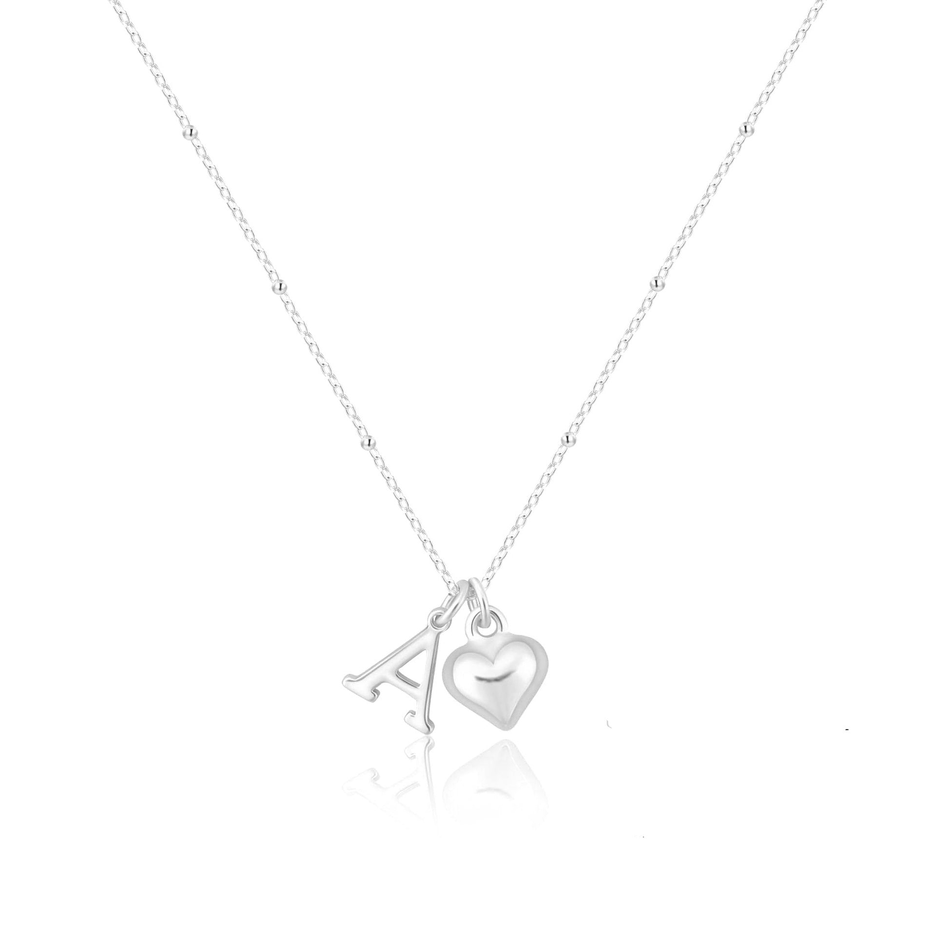 Initial Letter Stainless Steel Minimalist Cool-Girl Style Heart Pendant Necklace Vera Lux