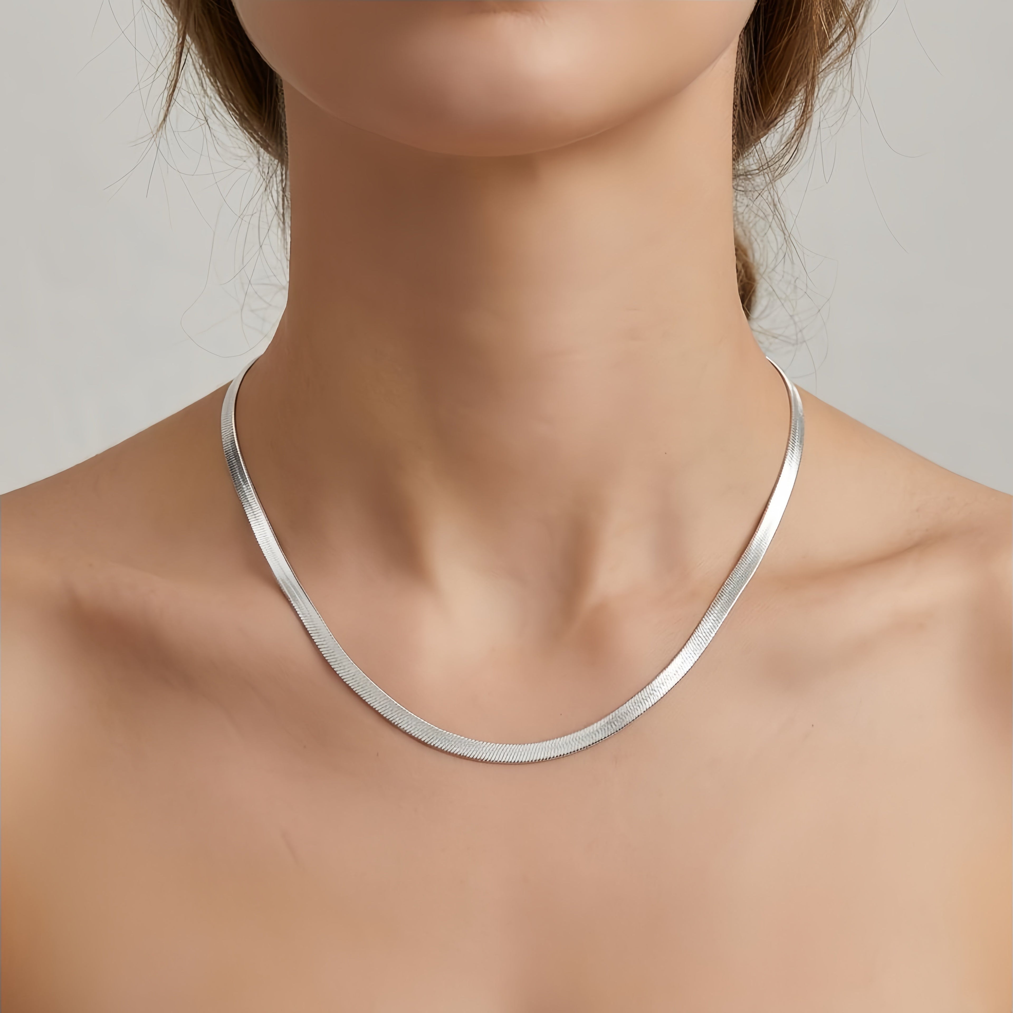 925 Sterling Silver Elegant  Herringbone Chain Necklace with Secure Lobster Clasp Vera Lux