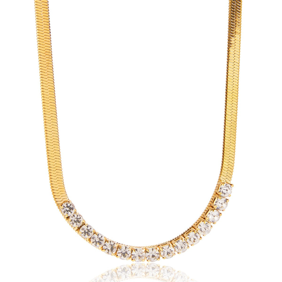 18k gold-plated titanium steel necklace with rhinestones Vera Lux