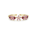 Pink Zircon Flower Open-ring For Women, Gentle And Elegant Vera Lux