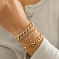 Hip-hop retro diamond-studded Cuban chain bracelet set Vera Lux