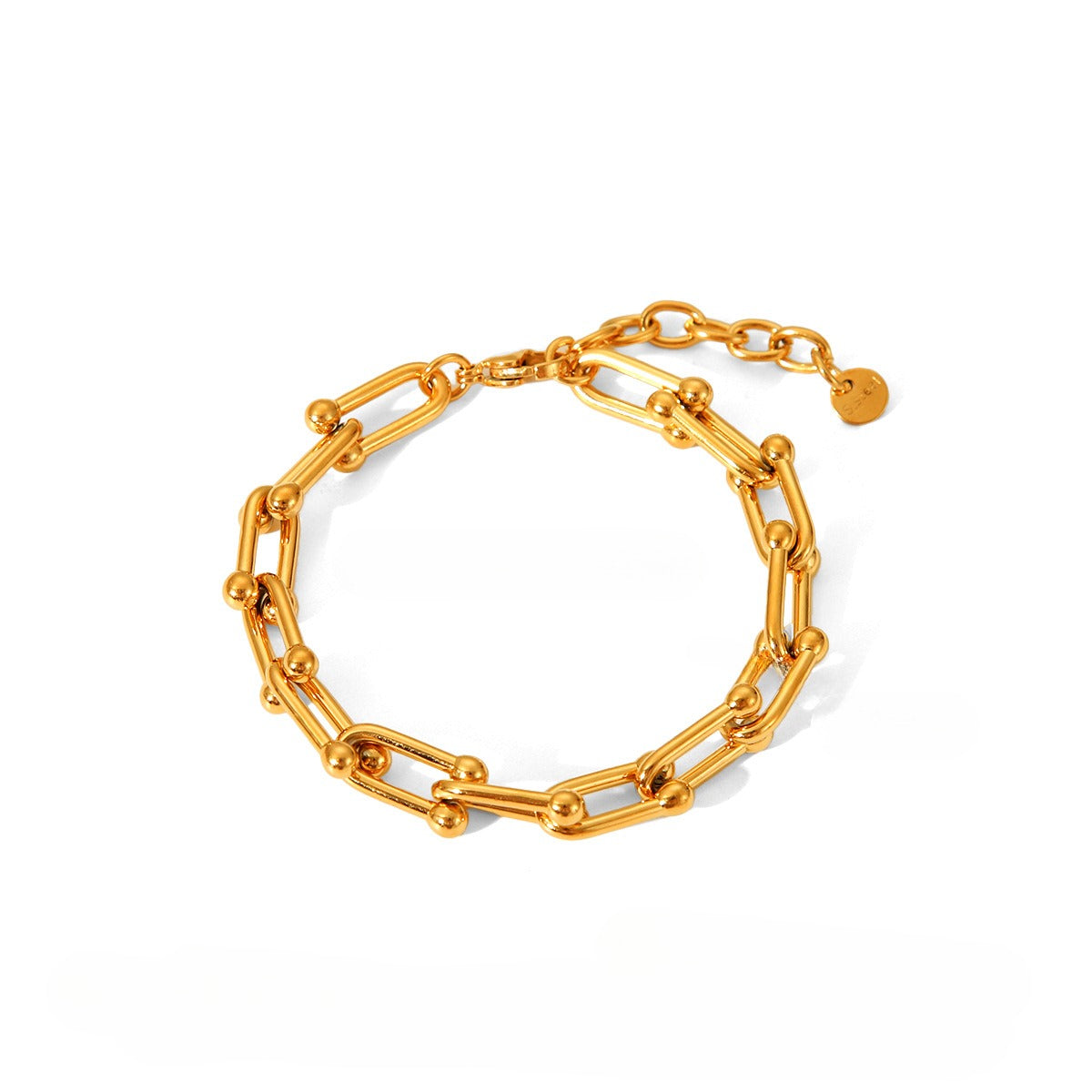 18k gold horseshoe chain bracelet and earrings Vera Lux
