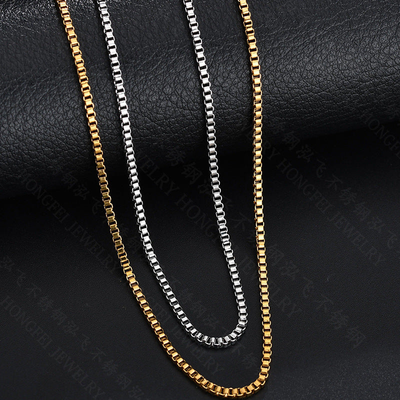Simple Pendant-Free Necklace Titanium Steel Box Chain Necklace For Women Vera Lux