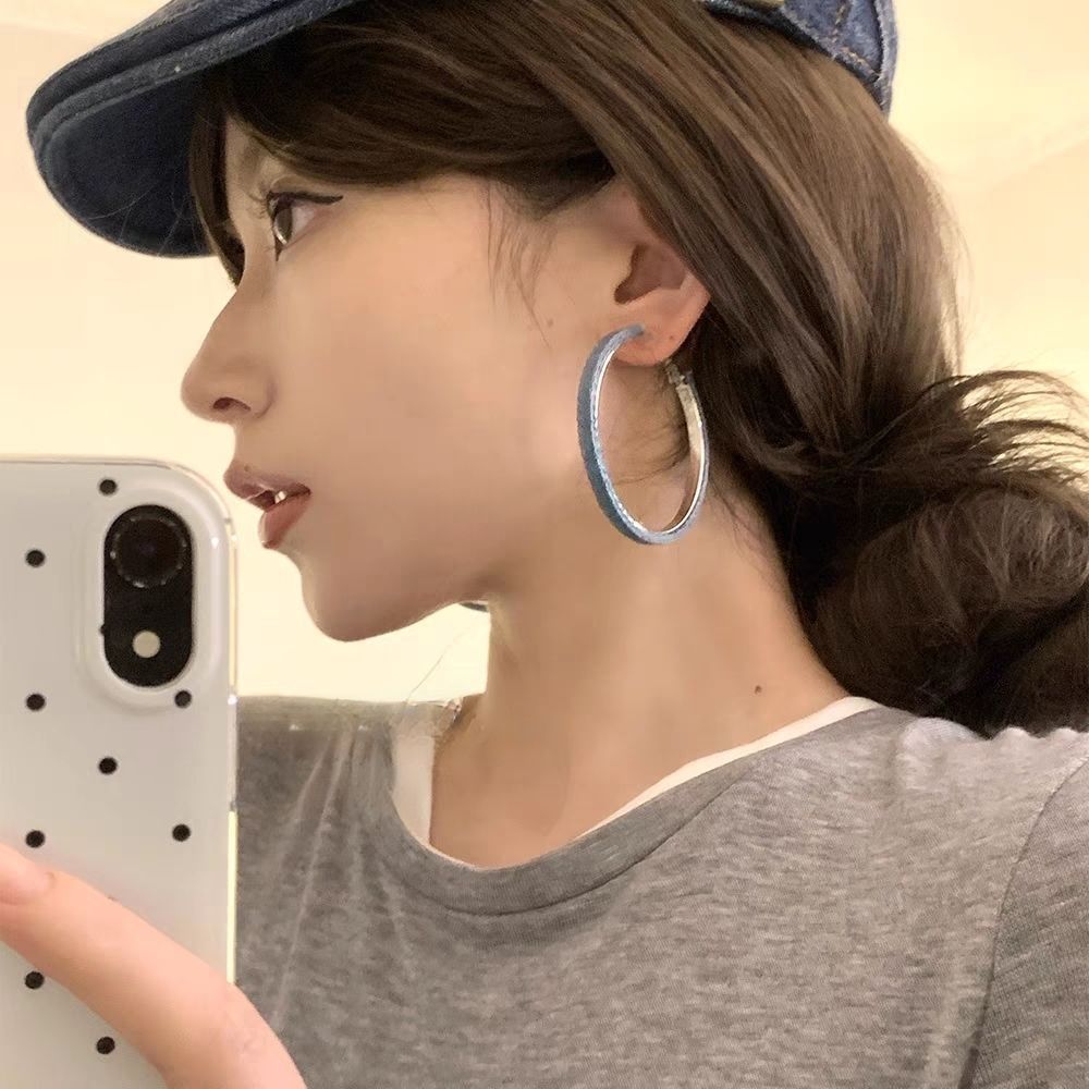 2026 Denim Hoop Earrings, European Style Bold Stage Jewelry Vera Lux