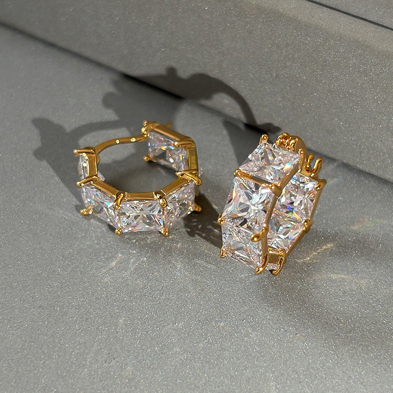 Exquisite Gold-detailed Diamond-studded Zircon Earrings For Women Vera Lux