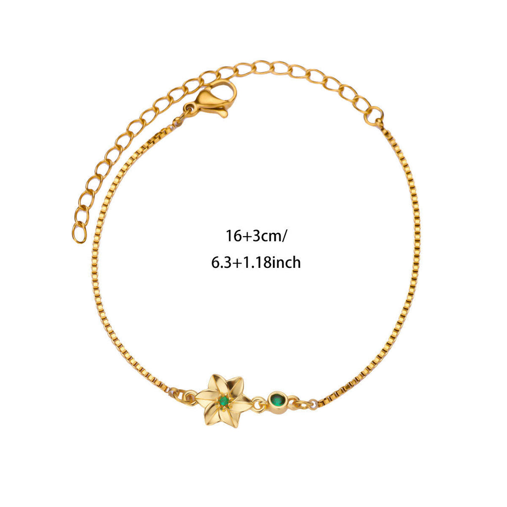 18 Gold December Birth Flower Bracelet Vera Lux
