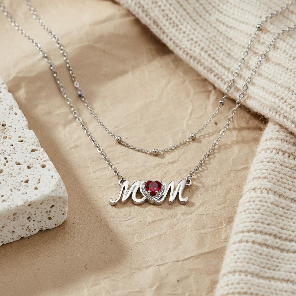 Whatever the Treasure Mom Heart Layered Necklace Vera Lux