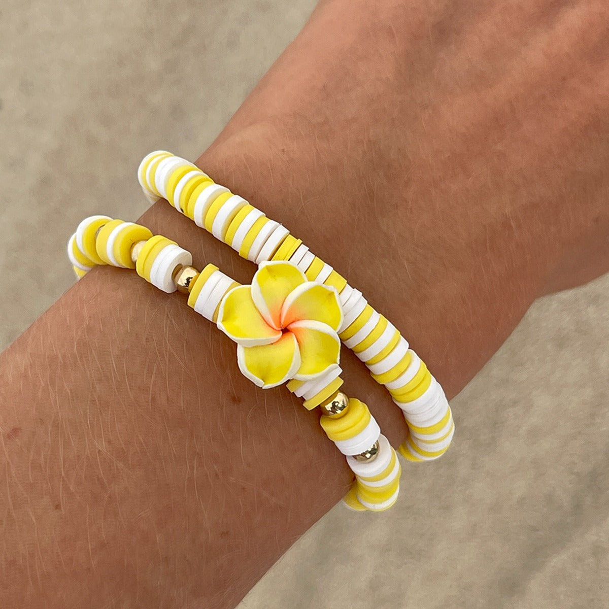 Bohemian Clay Flower Stretch Bracelet Vera Lux