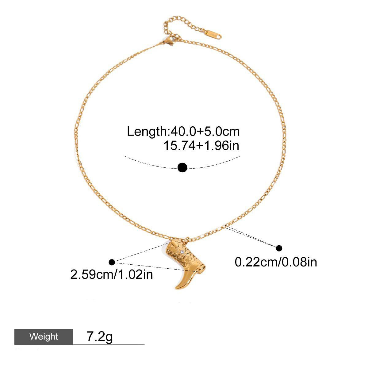 18K gold boots inlaid with gemstones and textured design trendy and unique necklace Vera Lux