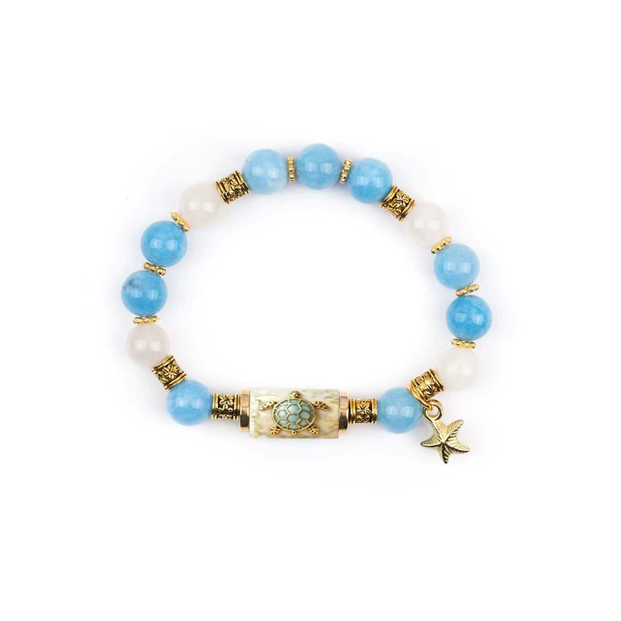 Niche Daily Wear Women Bracelet Alloy Gold White Chalcedony Cross Ornament Vera Lux