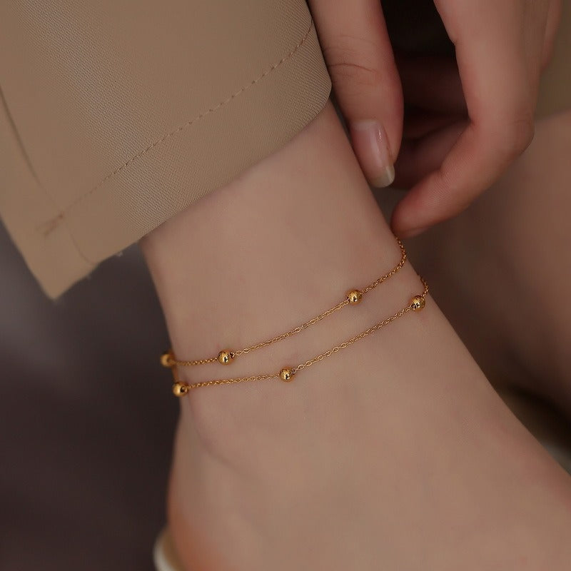 18K gold double-layer titanium steel anklet Vera Lux