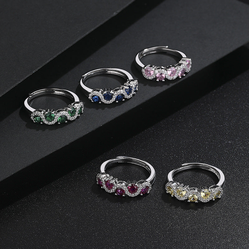 Hot Selling New Colored Gem Wave Ring, Premium Quality European Minimalist Twisted Band, Trendy Women Finger Ring Vera Lux