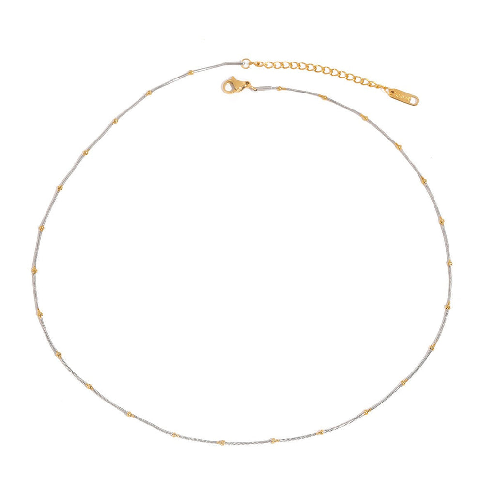 18K gold round beads with gold and silver color matching design personalized fashion necklace Vera Lux