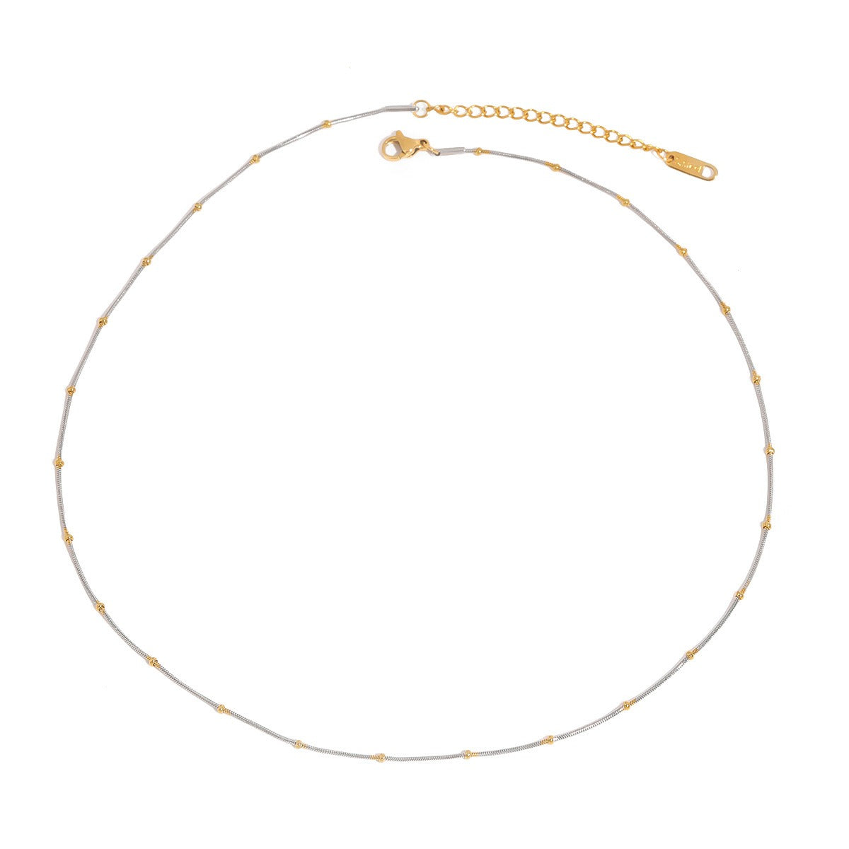 18K gold round beads with gold and silver color matching design personalized fashion necklace Vera Lux