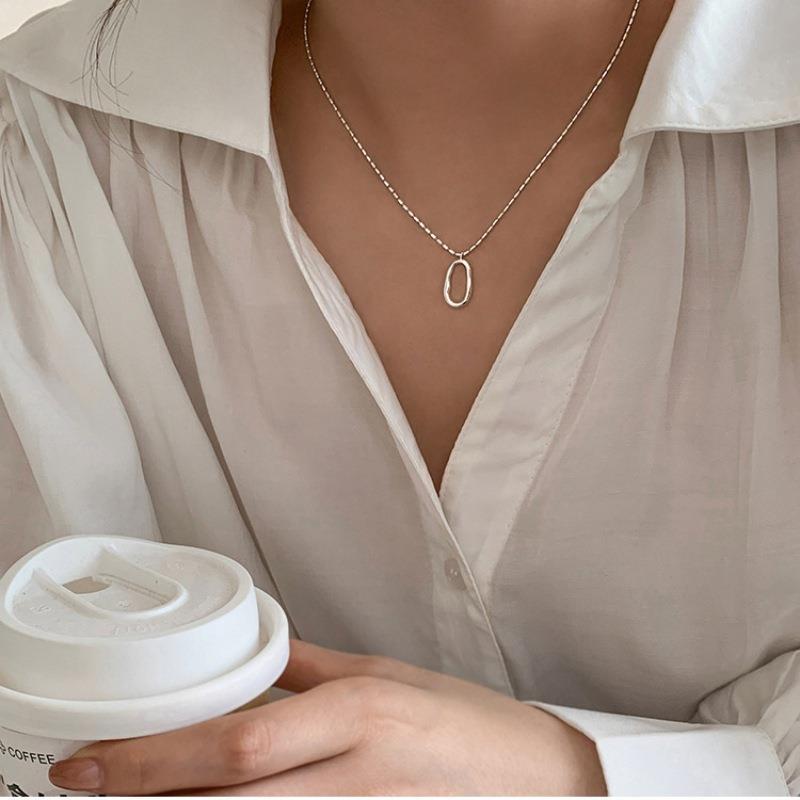 New Oval Figaro Chain S999 Sterling Silver Necklace For Women, Light Luxury High-End INS Trending Jewelry Vera Lux