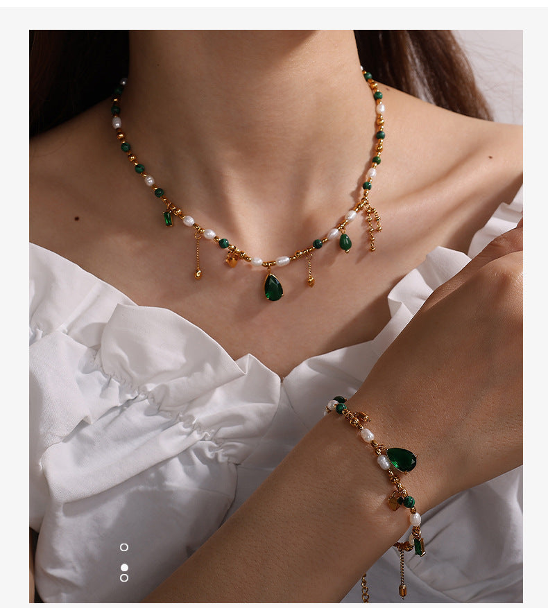French-style Hong Kong-style Imperial-style Instagram-inspired Minimalist Luxury Design, Noble Feeling, Zircon, Natural Pearl, Exquisite Necklace, Collar Chain Necklace Vera Lux