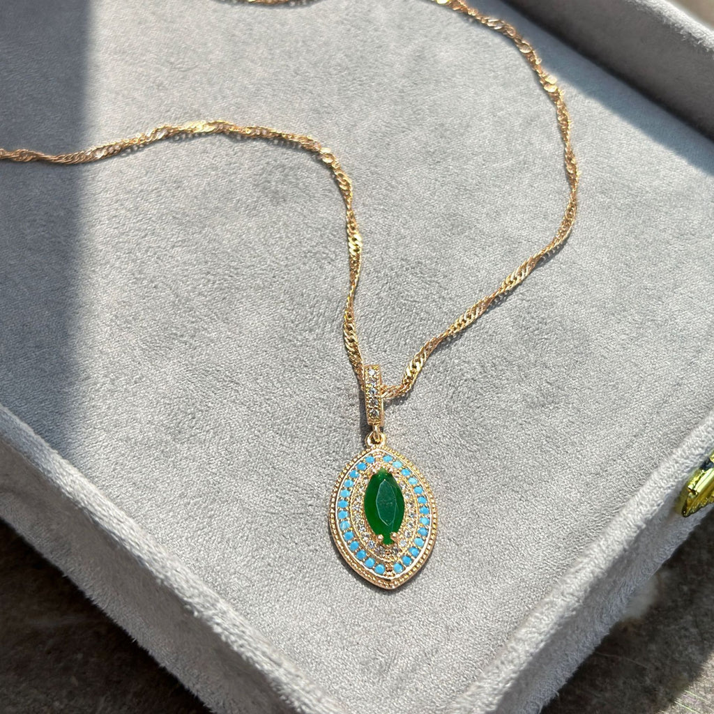 Emerald-Zircon Vintage Earrings And Ring Jewelry Set Vera Lux