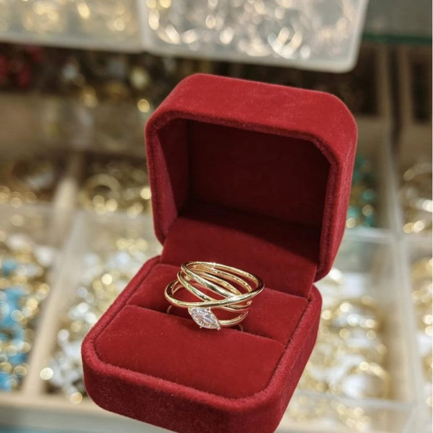 Womens Accessory Large Water-drop-shaped Sparkling Zircon Ring Vera Lux