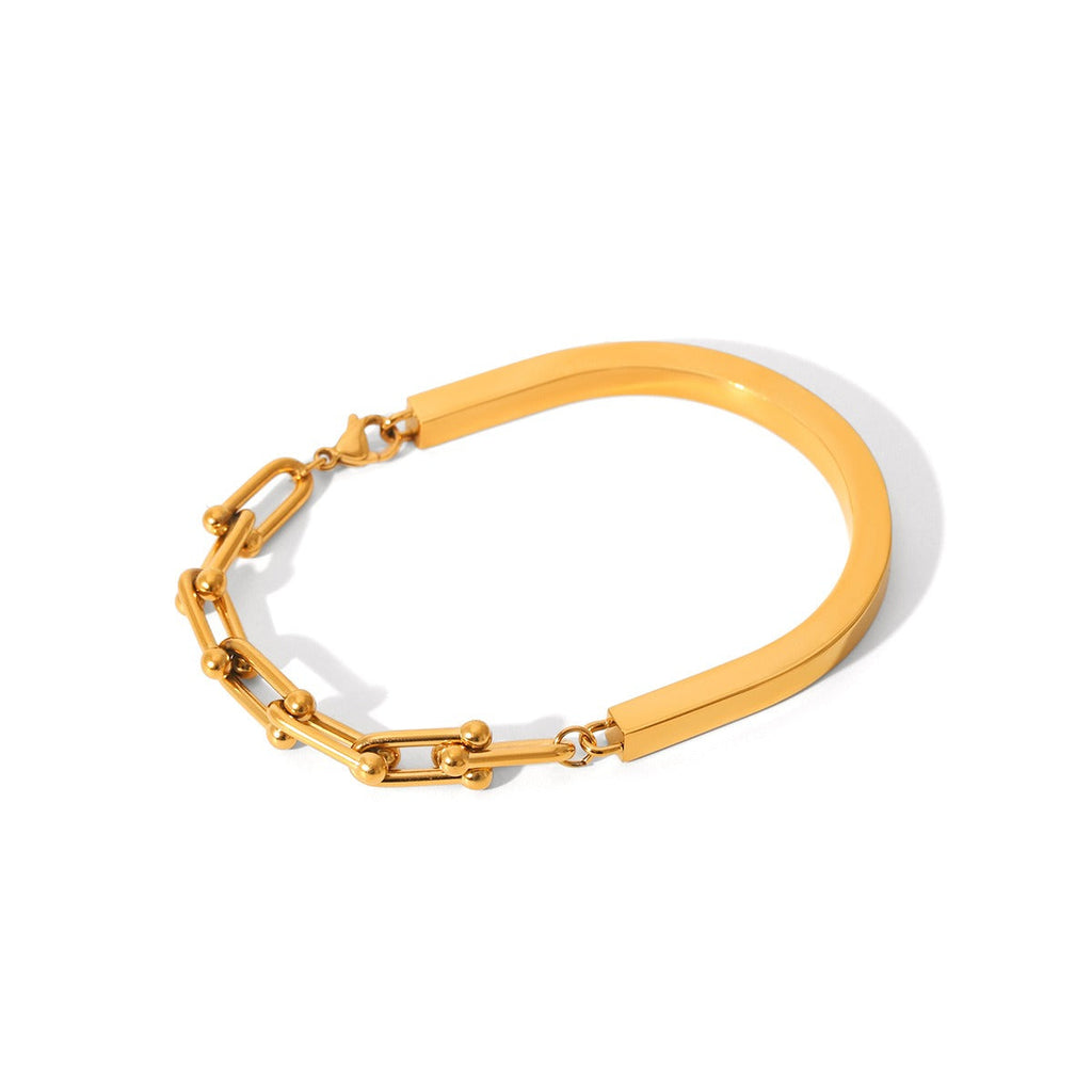 18K gold horseshoe buckle chain link U-shaped clasp bracelet Vera Lux