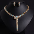S925 Silver and Zircon Snake-Design Necklace and Earrings Jewelry Set Vera Lux