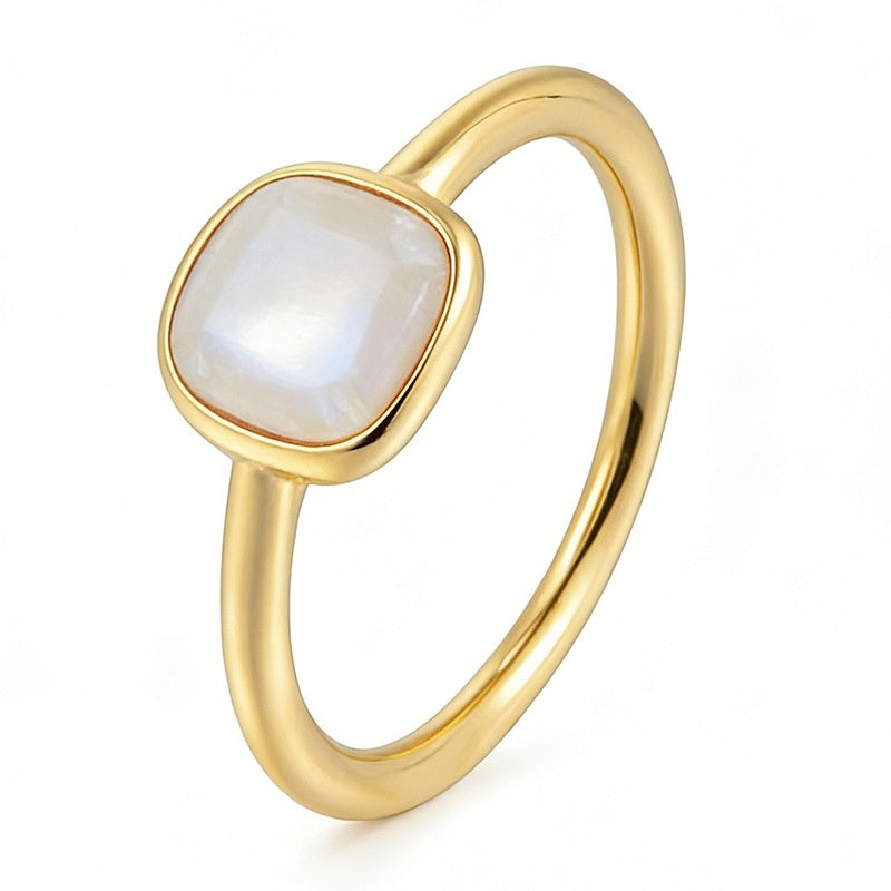 French-style Vintage Natural White Mother-of-Pearl Ring For Women Vera Lux
