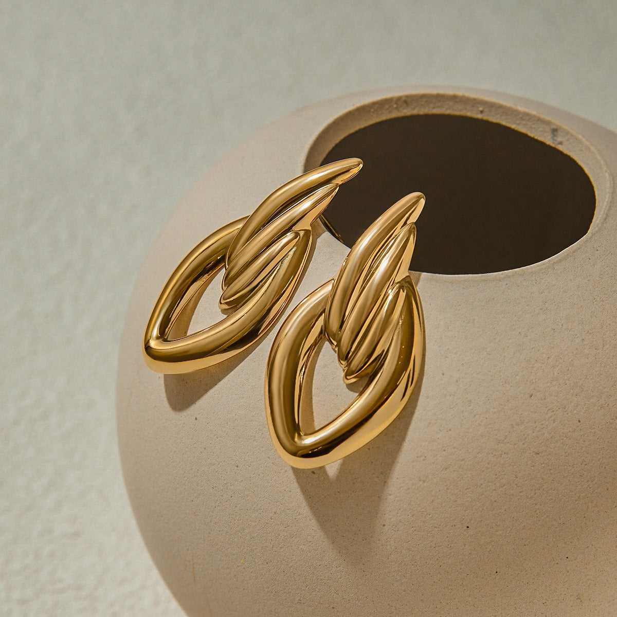 18K gold geometric diamond hollow design simple personality earrings Vera Lux