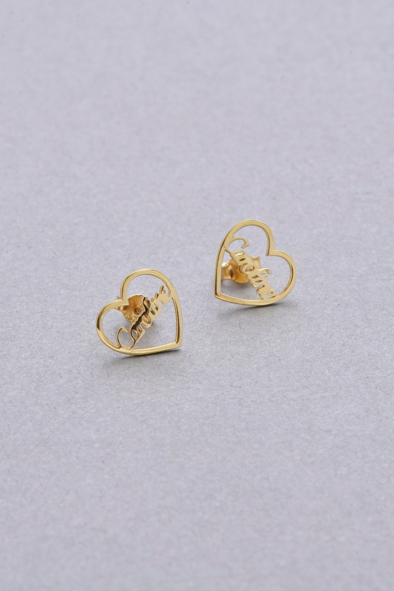 Custom Engraved Script Name Stud Earrings Vera Lux