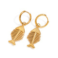18K goldfishbone-shaped earrings with unique personality Vera Lux