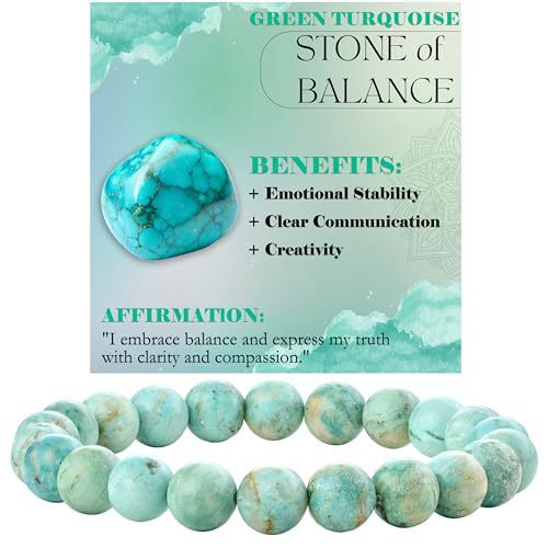 8mm Natural Stone Bead Bracelet White Turquoise Vera Lux