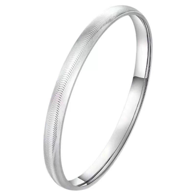 9999 Solid Silver Closed Bangle Bracelet - Brushed Finish Minimalist Smooth Band for Women Vera Lux