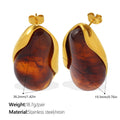 European And American Retro Irregular Amber Powder-white-blue Gradient-dyed Gold-edge Ear Ring, Non-fading, 18K Gold-plated, Exclusive Small-sized Earrings Vera Lux
