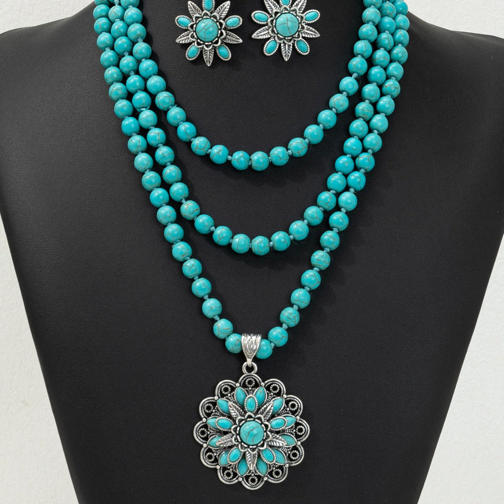 Western-style Loose Turquoise Bead Necklace With Electroplating Vera Lux