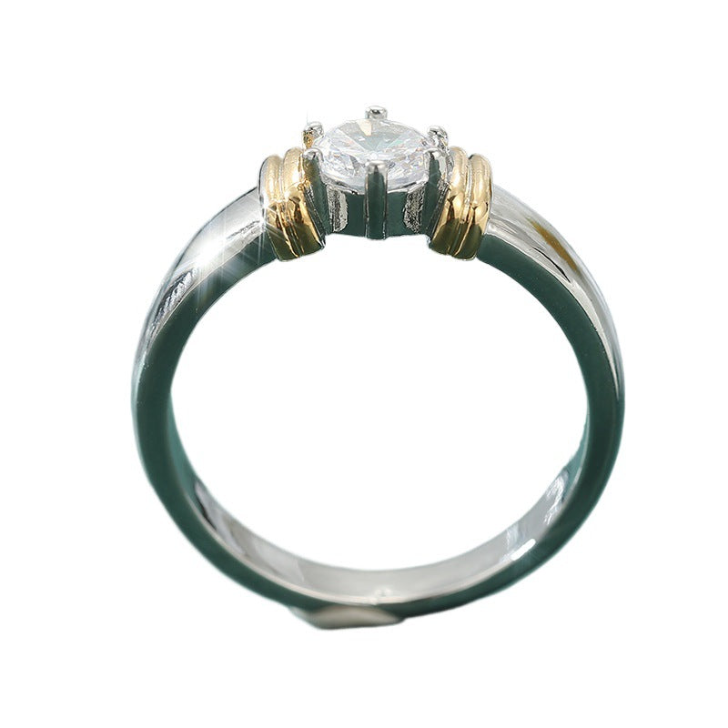 Minimalist Two-tone Inlaid Round Zircon Fashion Ring For Women Vera Lux