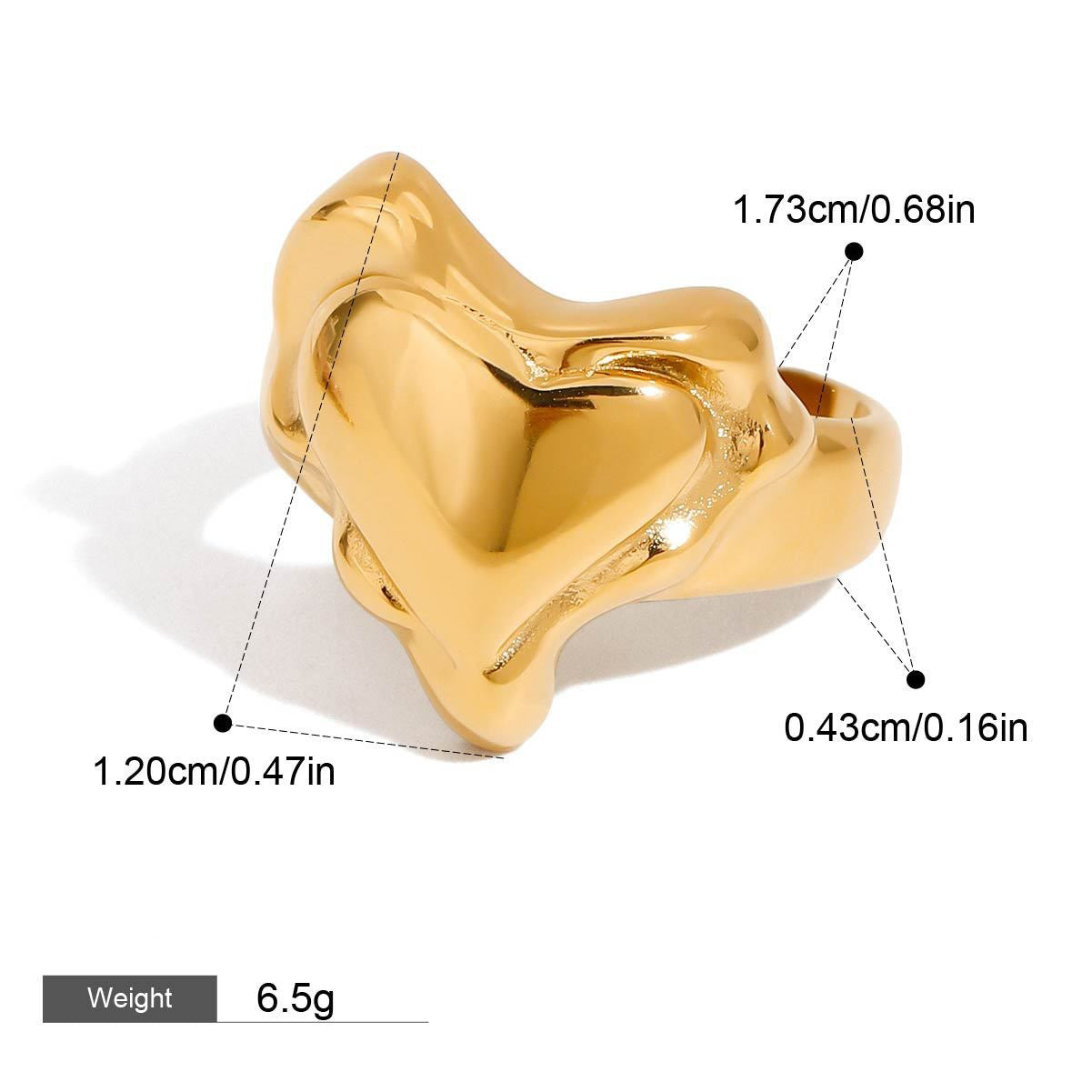 18K Gold Heart Design Trendy Personalized Earring and Ring Set Vera Lux