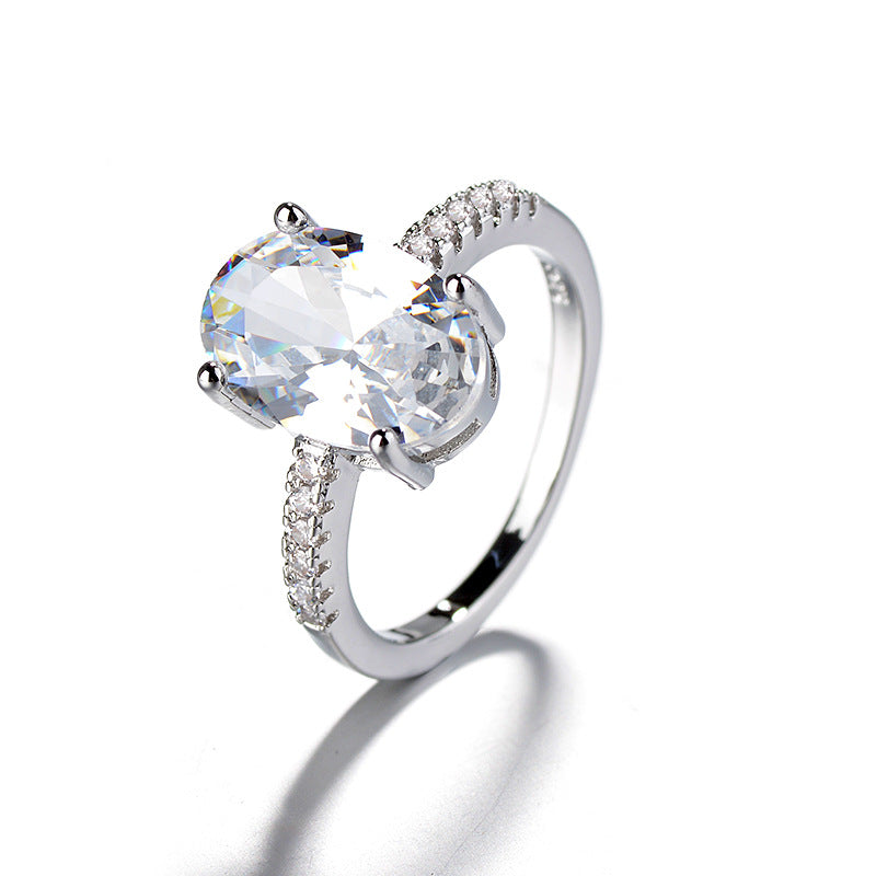 Fashion Hot Sale Oval Cut Engagement & Proposal Ring, 18K White Gold Plated Ring Jewelry Vera Lux