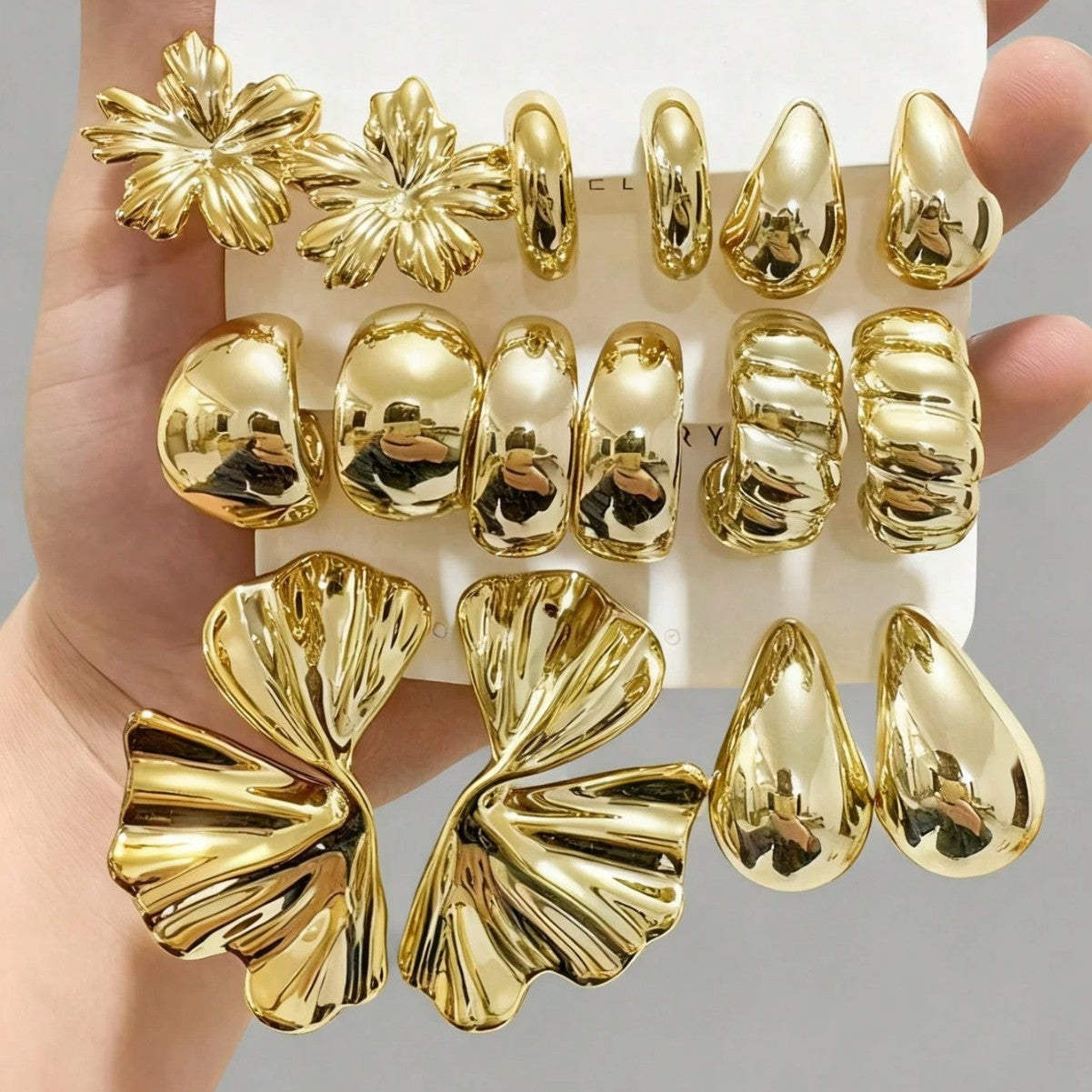 INS Style Luxury Geometric Hoop & Stud Earrings For Women, Vacation Statement Earrings Set, 8 Pairs Pack Trendy Boho Beach Jewelry Gift Vera Lux