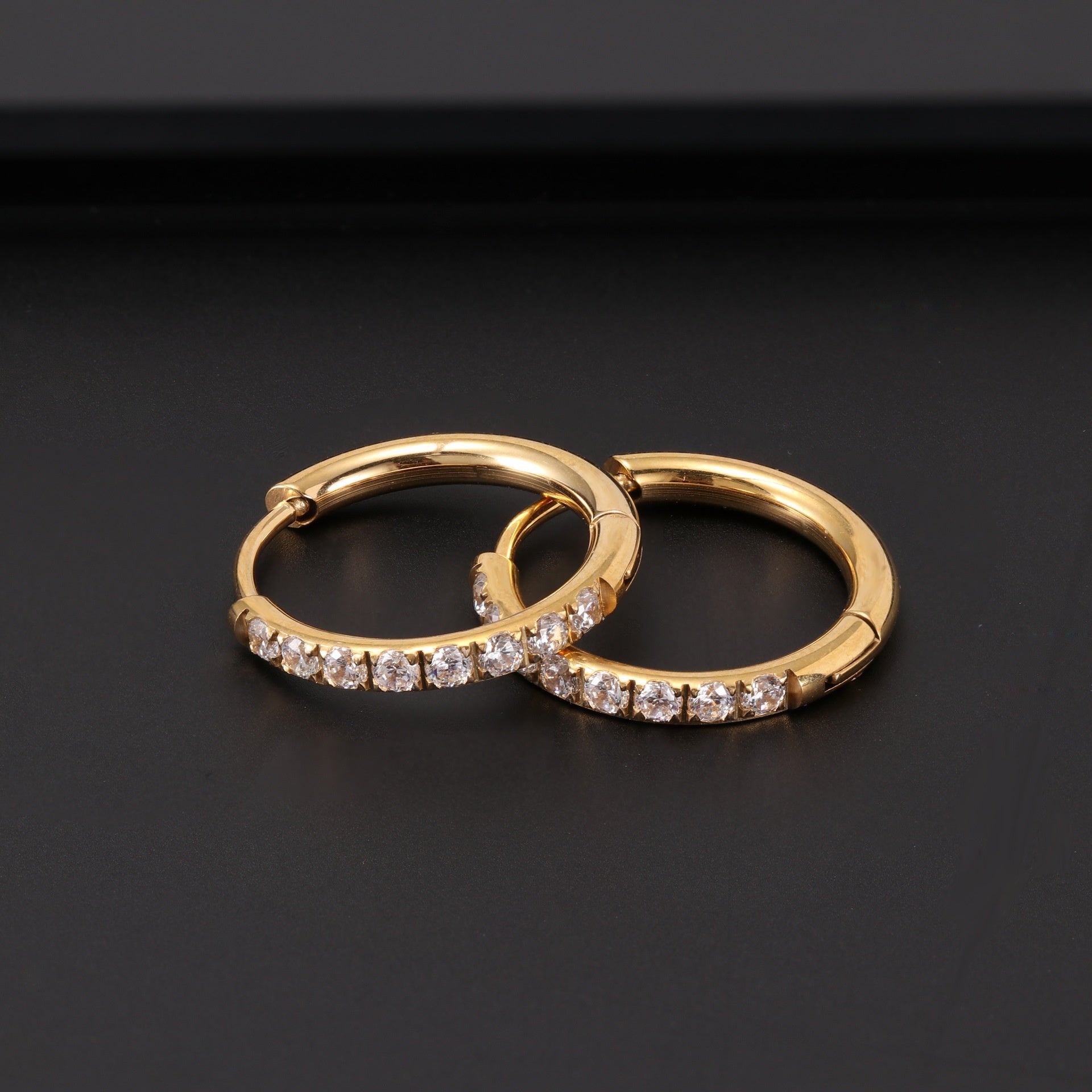 Stainless Steel Earrings With Diamond Zirconia And Plain Rings Vera Lux