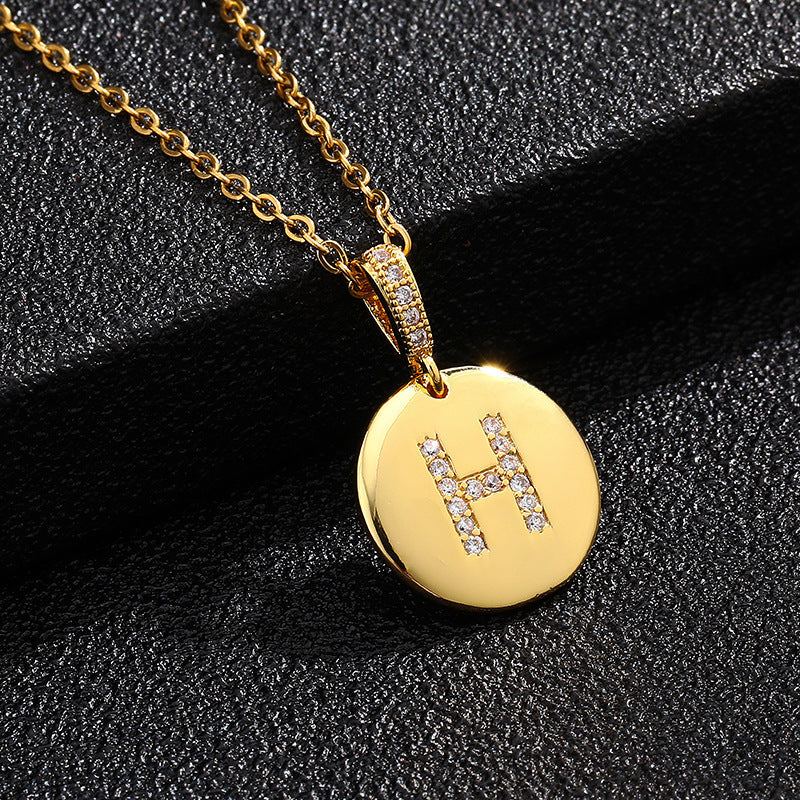 Zircon Initial Disc Necklace Collection Vera Lux