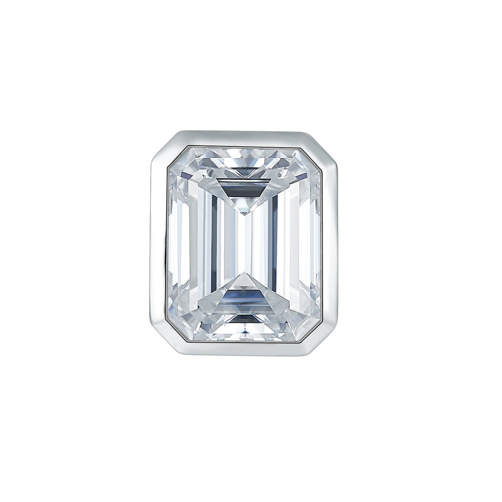S925 Sterling Silver 8x10mm Emerald Cut Moissanite Stud Earrings  Platinum Plated Geometric Bezel With GRA Certificate Jewelry Gift Box Set Vera Lux
