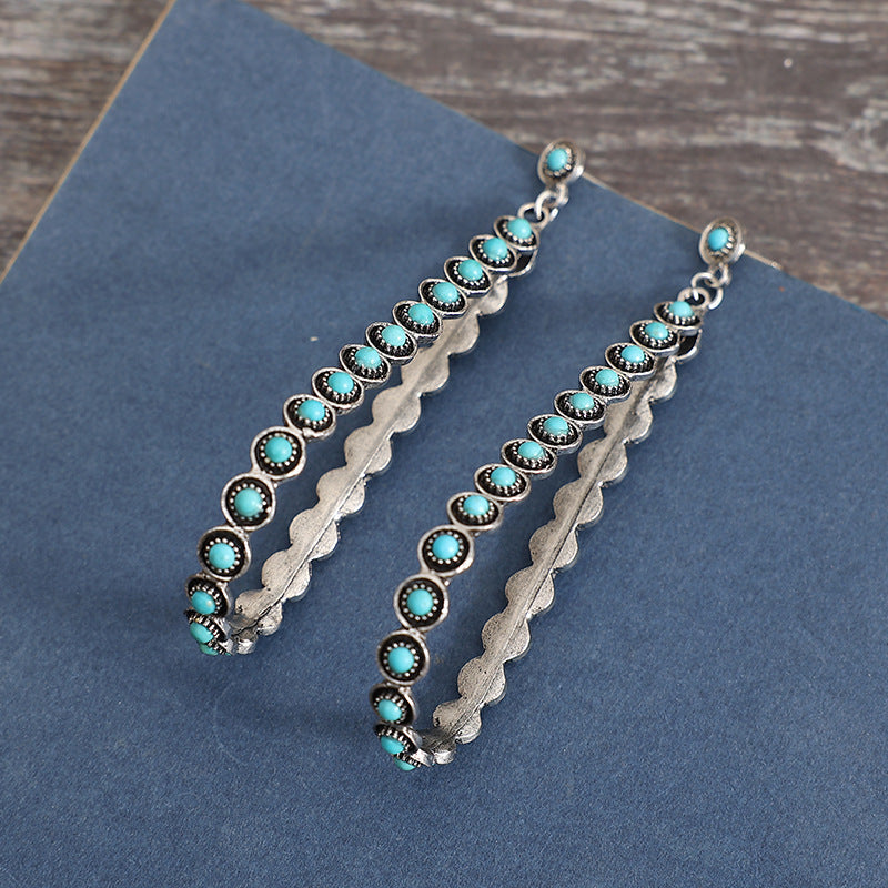 Hollowed-out Large Teardrop Turquoise Earrings Trendy And Unique Vera Lux