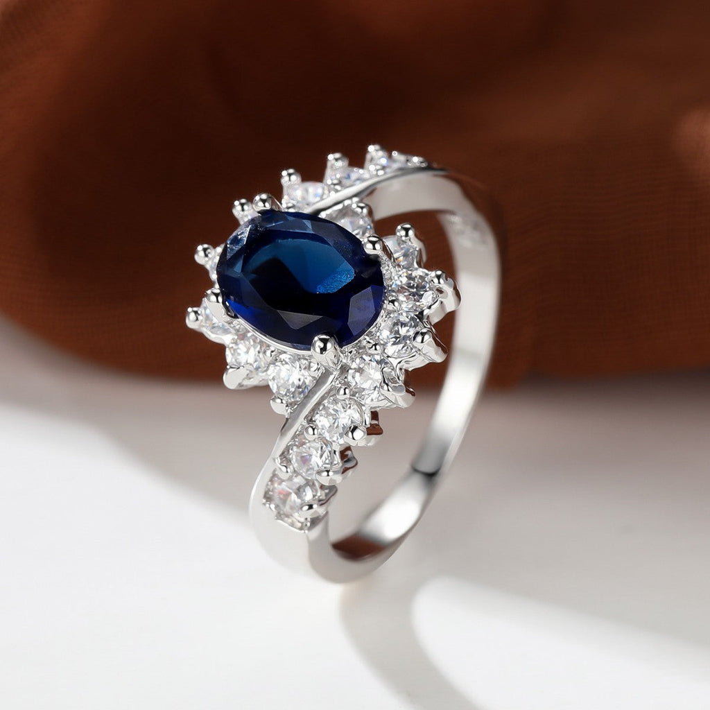 Fashionable Oval Purple Diamond-Encrusted Zircon Ring Vera Lux