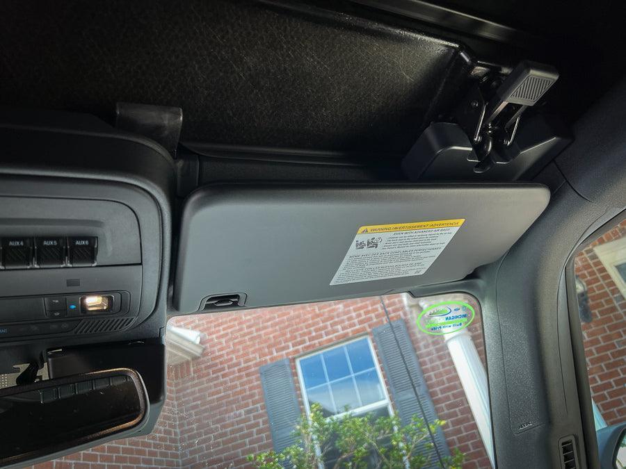 Flag Sun Visor Warning Overlays - 2021+ Bronco / 2024+ Ranger Raptor StickerFab