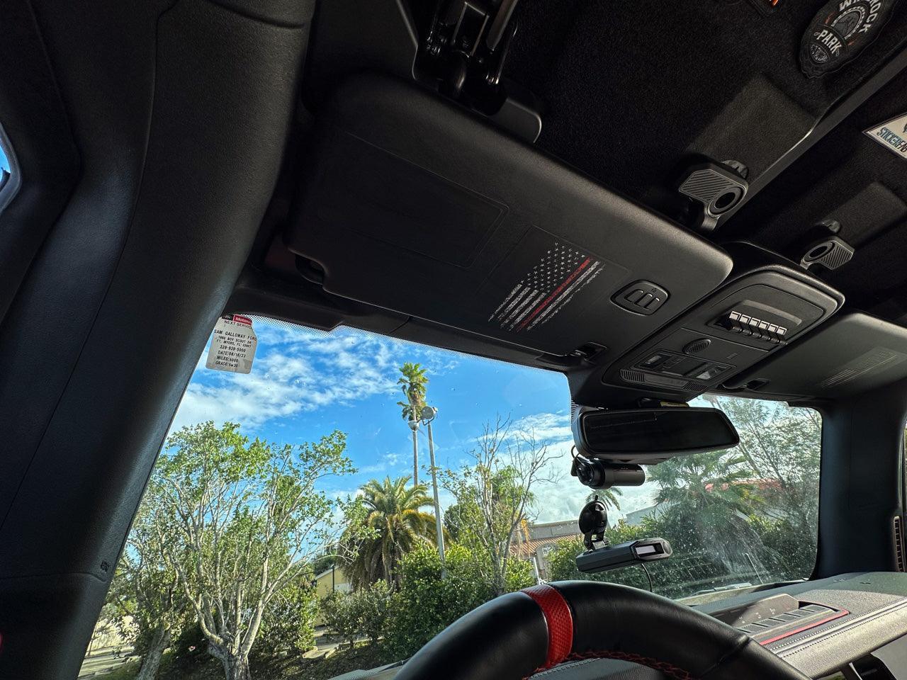 Flag Sun Visor Warning Overlays - 2021+ Bronco / 2024+ Ranger Raptor StickerFab