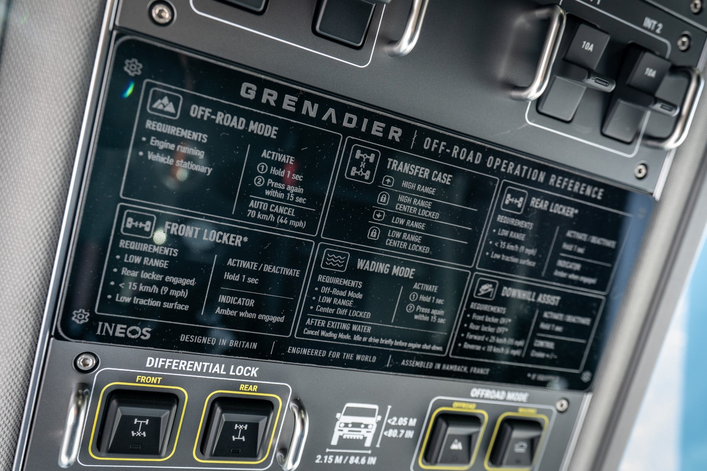Overhead Control Panel Offroad Operation Reference Plate - 2024+ Grenadier / Quartermaster StickerFab
