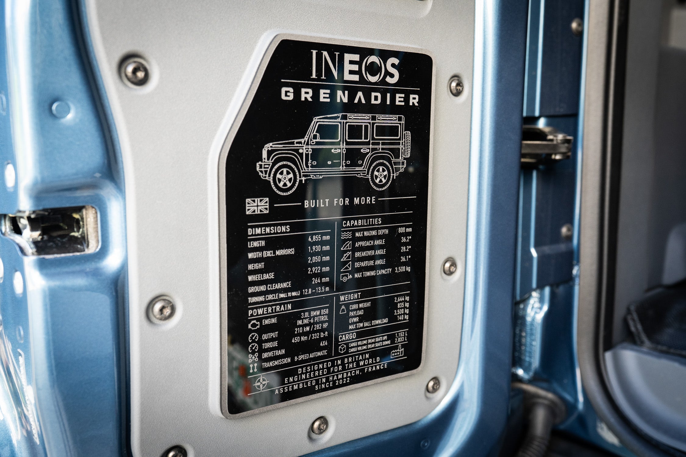 Spec Plate for Cargo Door - 2024+ Grenadier Station Wagon StickerFab