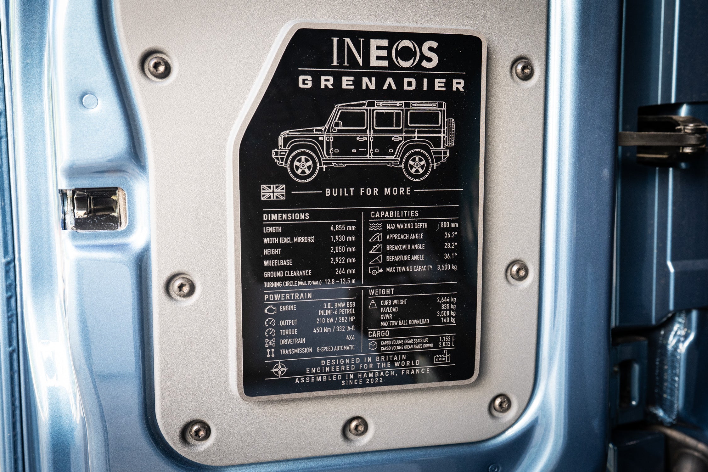 Spec Plate for Cargo Door - 2024+ Grenadier Station Wagon StickerFab