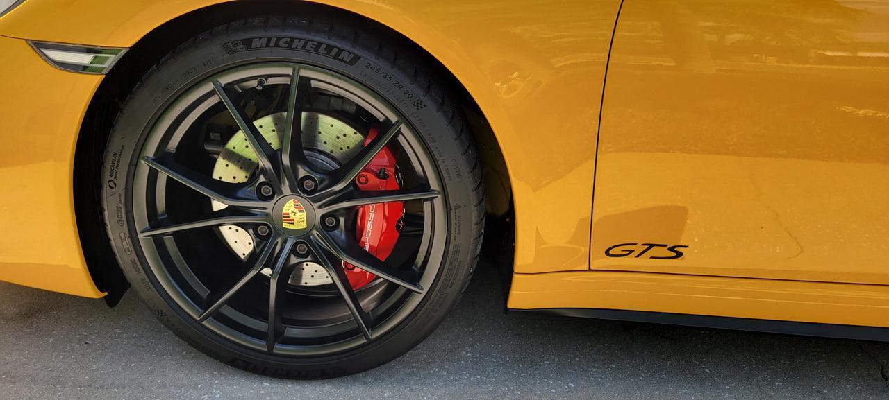 "GTS" Door Vinyl Logo Emblems for Porsche Vehicles (Boxter, Cayman, 911, Macan, Cayenne, Panamera) StickerFab