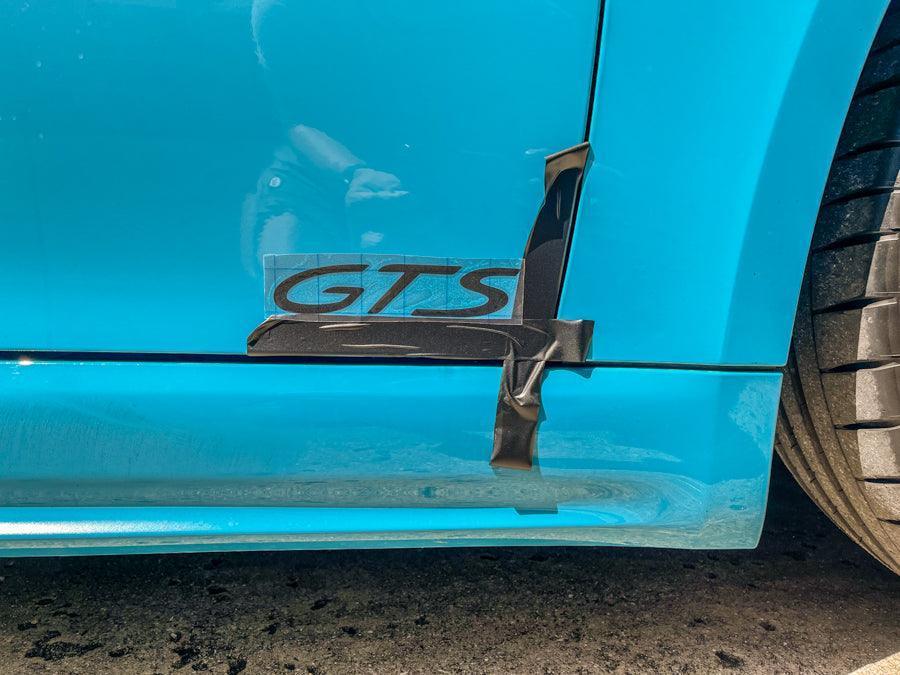"GTS" Door Vinyl Logo Emblems for Porsche Vehicles (Boxter, Cayman, 911, Macan, Cayenne, Panamera) StickerFab