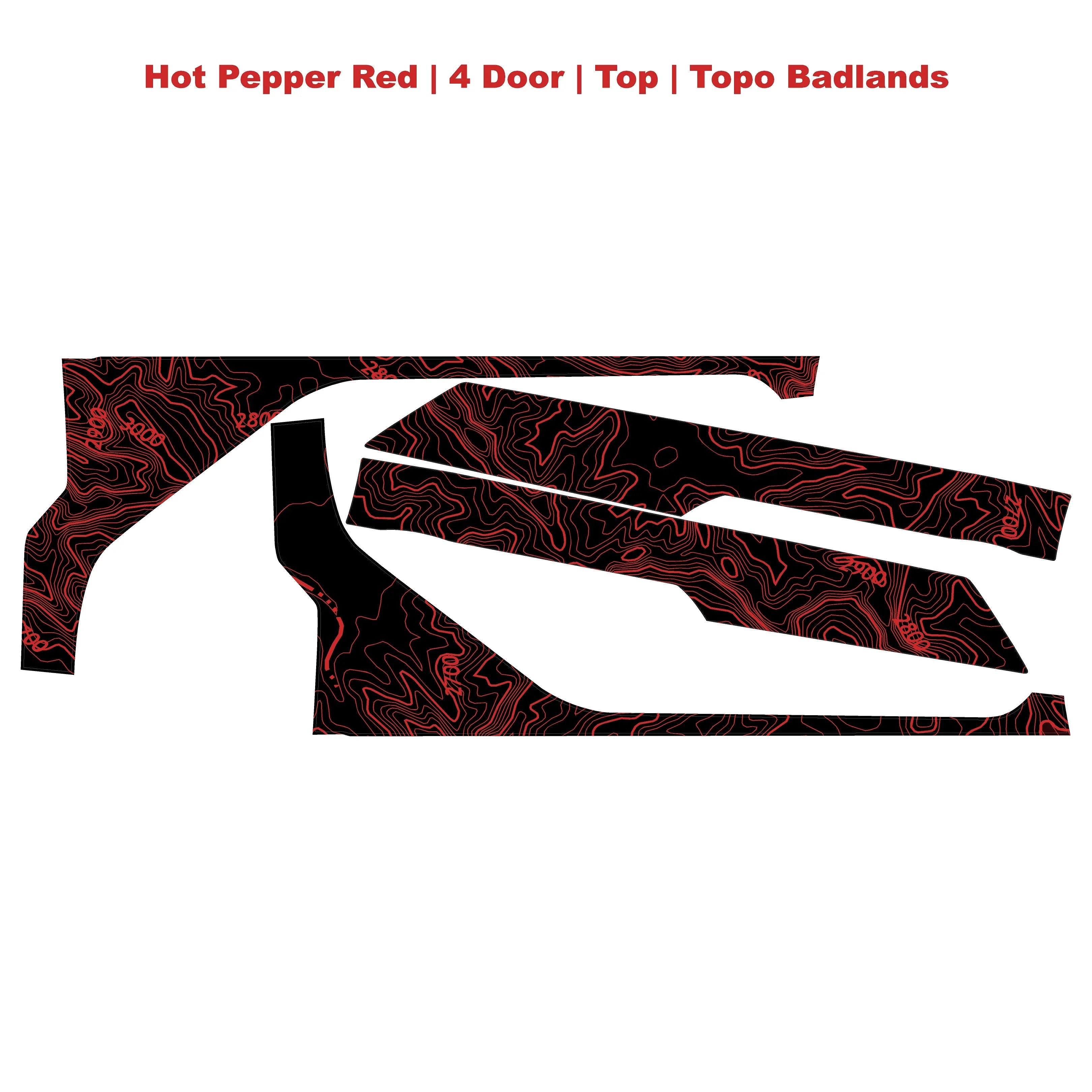 Topographic Upper Door Overlay Kit (Printed Series) - 2021+ Bronco 4 Door StickerFab
