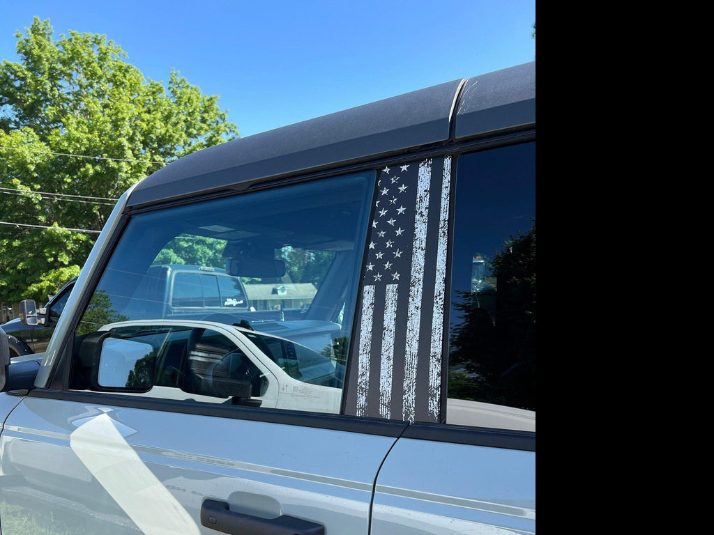 American Flag B Pillar Protection Kit (Printed Series) - 2021+ Bronco 4 Door StickerFab